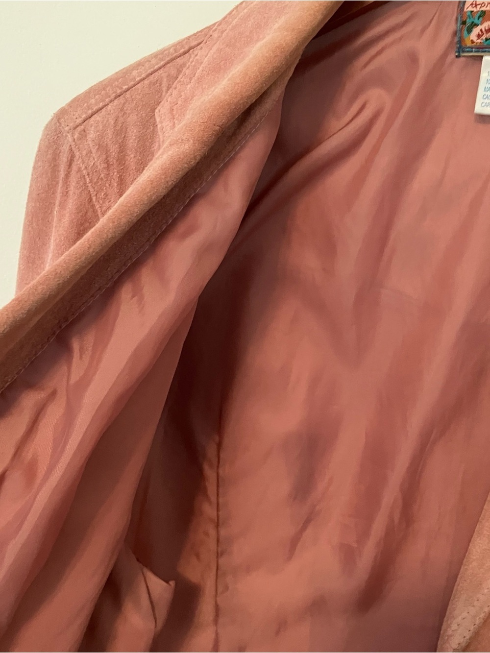 April Cornell Trading Women’s Leather Blazer Jacket Pink Sz. L Lined Western - Picture 11 of 12